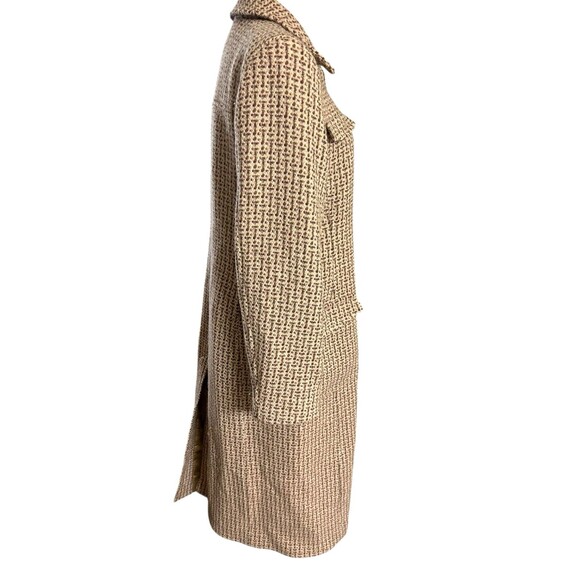 VTG J Crew Womens 100% Wool Herringbone Tweed Brown Tan Classic Overcoat Size 14 - Picture 4 of 11